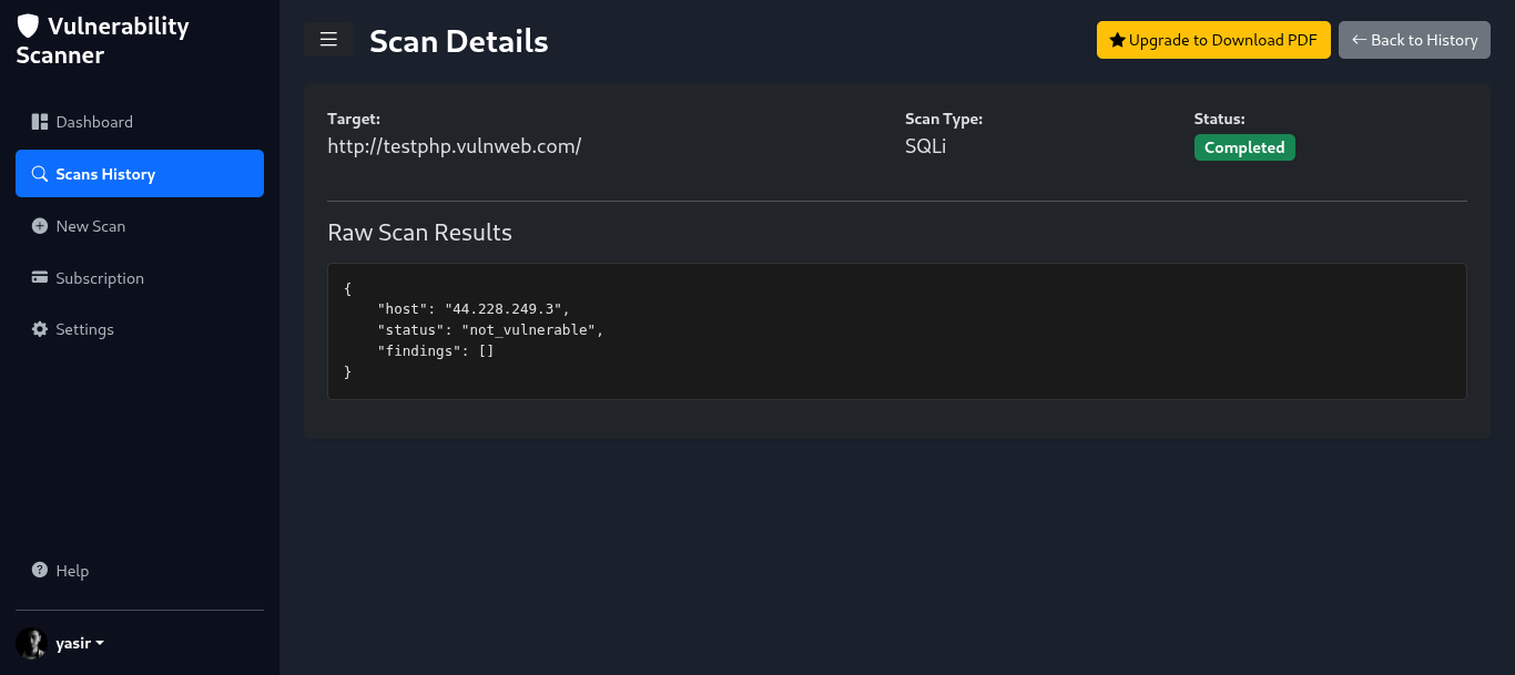 Automated Scanner PDF Report Preview
